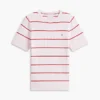 Maglione a righe con lavorazione a trecce a maniche corte Maglione a righe con lavorazione a trecce a maniche corte