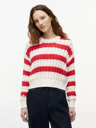 Maglione a righe con lavorazione a trecce Tommy Jeans