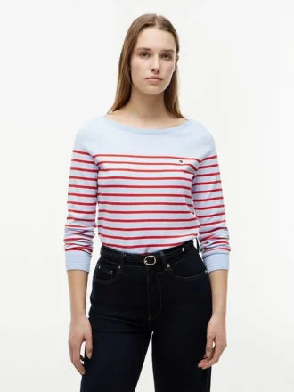 Maglione a righe con scollo a barchetta Maglione a righe con scollo a barchetta