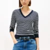 Maglione a righe con scollo a V Maglione a righe con scollo a V