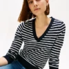 Maglione a righe con scollo a V Maglione a righe con scollo a V