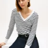 Maglione a righe con scollo a V Maglione a righe con scollo a V