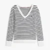 Maglione a righe con scollo a V Maglione a righe con scollo a V
