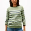 Maglione a scollo barchetta a righe multiple Maglione a scollo barchetta a righe multiple