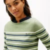 Maglione a scollo barchetta a righe multiple Maglione a scollo barchetta a righe multiple
