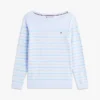 Maglione a scollo barchetta a righe multiple Maglione a scollo barchetta a righe multiple