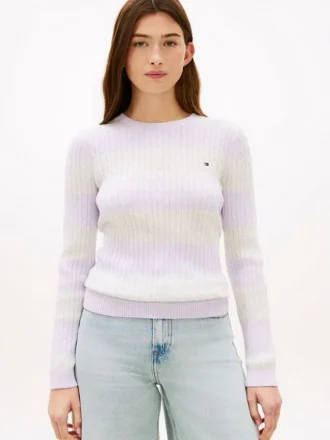 Maglione a trecce con righe da rugby