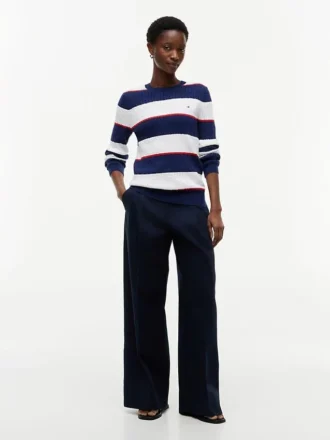 Maglione a trecce con righe da rugby