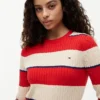 Maglione a trecce con righe da rugby Maglione a trecce con righe da rugby