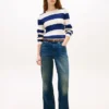 Maglione a trecce con righe da rugby Maglione a trecce con righe da rugby