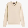 Maglione a V con logo in tinta unita Maglione a V con logo in tinta unita