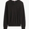 Maglione a V con logo in tinta unita Maglione a V con logo in tinta unita
