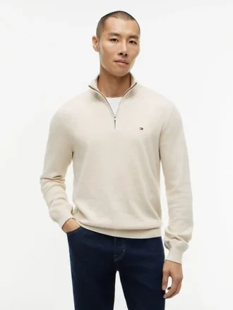 Maglione classico con zip a un quarto