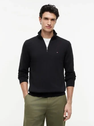 Maglione classico con zip a un quarto