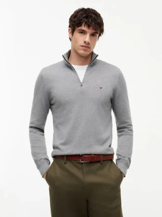 Maglione classico con zip a un quarto