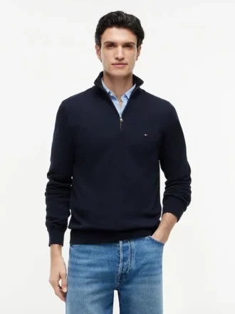 Maglione classico con zip a un quarto