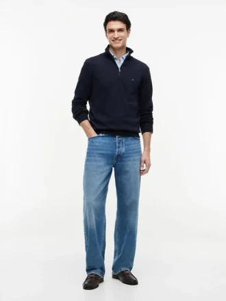 Maglione classico con zip a un quarto