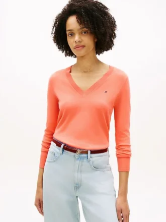 Maglione con scollo a V in misto viscosa
