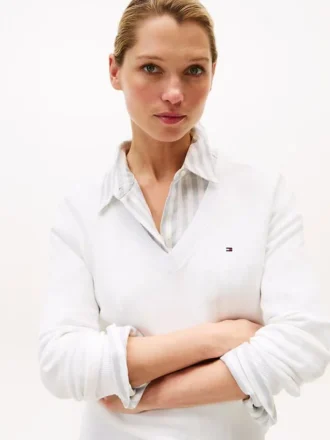 Maglione con scollo a V in misto viscosa