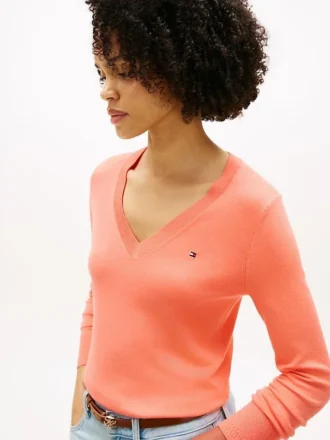 Maglione con scollo a V in misto viscosa