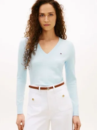 Maglione con scollo a V in misto viscosa