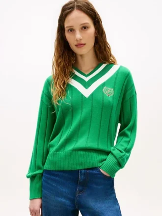 Maglione Cricket con logo foglia d’alloro