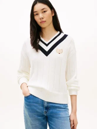 Maglione Cricket con logo foglia d’alloro