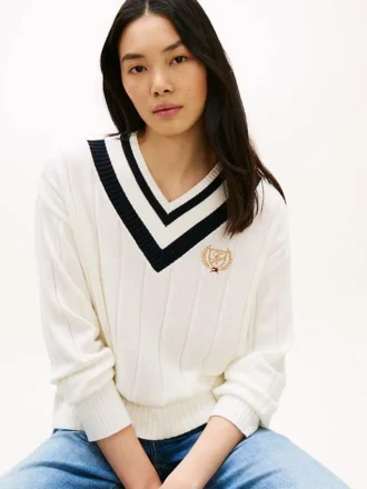 Maglione Cricket con logo foglia d’alloro