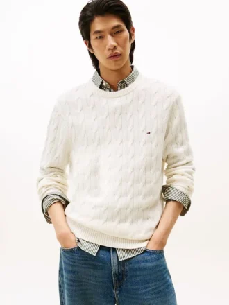 Maglione in lana d’agnello a trecce
