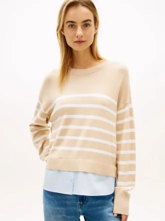 Maglione leggero a righe con effetto a strati