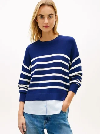 Maglione leggero a righe con effetto a strati
