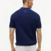 Maglione polo a maniche corte con lavorazione a trecce