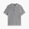 Maglione polo a maniche corte con lavorazione a trecce