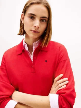 Maglione polo in misto lana e seta