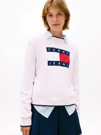 Maglione Tommy Jeans con bordino e logo bandiera