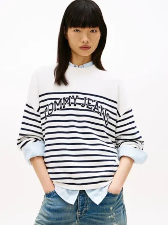Maglione Tommy Jeans con logo Varsity a righe