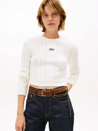 Maglione Tommy Jeans con motivo a trecce e scritta Maglione Tommy Jeans con motivo a trecce e scritta