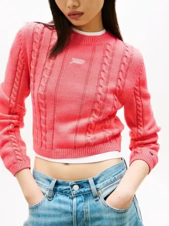 Maglione Tommy Jeans con motivo a trecce e scritta