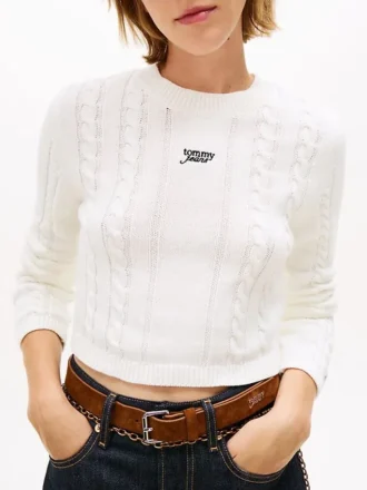 Maglione Tommy Jeans con motivo a trecce e scritta Maglione Tommy Jeans con motivo a trecce e scritta