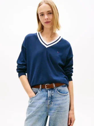 Maglione Tommy Jeans con scollo a V e vestibilità comoda