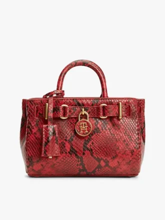 Micro borsa tote in pelle goffrata serpente