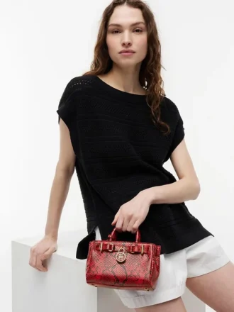 Micro borsa tote in pelle goffrata serpente