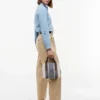 Mini borsa a tracolla in jacquard a righe Mini borsa a tracolla in jacquard a righe