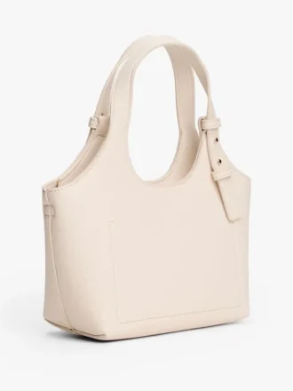 Mini borsa tote con logo metallico e effetto granulato