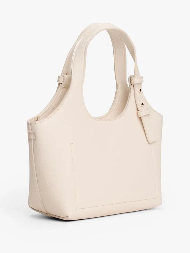 Mini borsa tote con logo metallico e effetto granulato Mini borsa tote con logo metallico e effetto granulato
