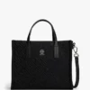 Mini borsa tote in nylon con monogramma e impunture Mini borsa tote in nylon con monogramma e impunture
