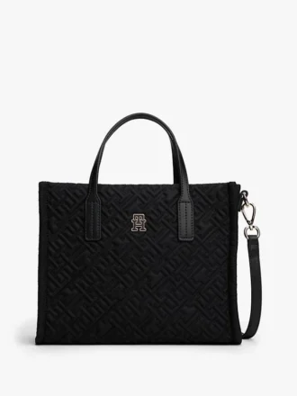 Mini borsa tote in nylon con monogramma e impunture
