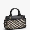 Mini borsa tote in pelle e macramè Mini borsa tote in pelle e macramè