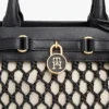 Mini borsa tote in pelle e macramè Mini borsa tote in pelle e macramè