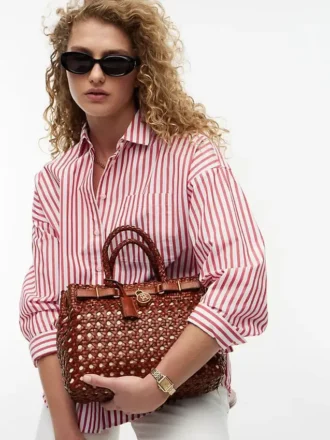 Mini borsa tote in pelle intrecciata